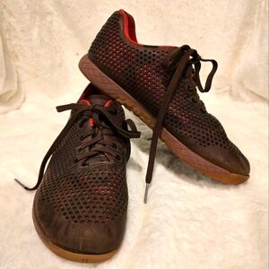 Coffee leather and orange camo Nobull trainers, womens size 10